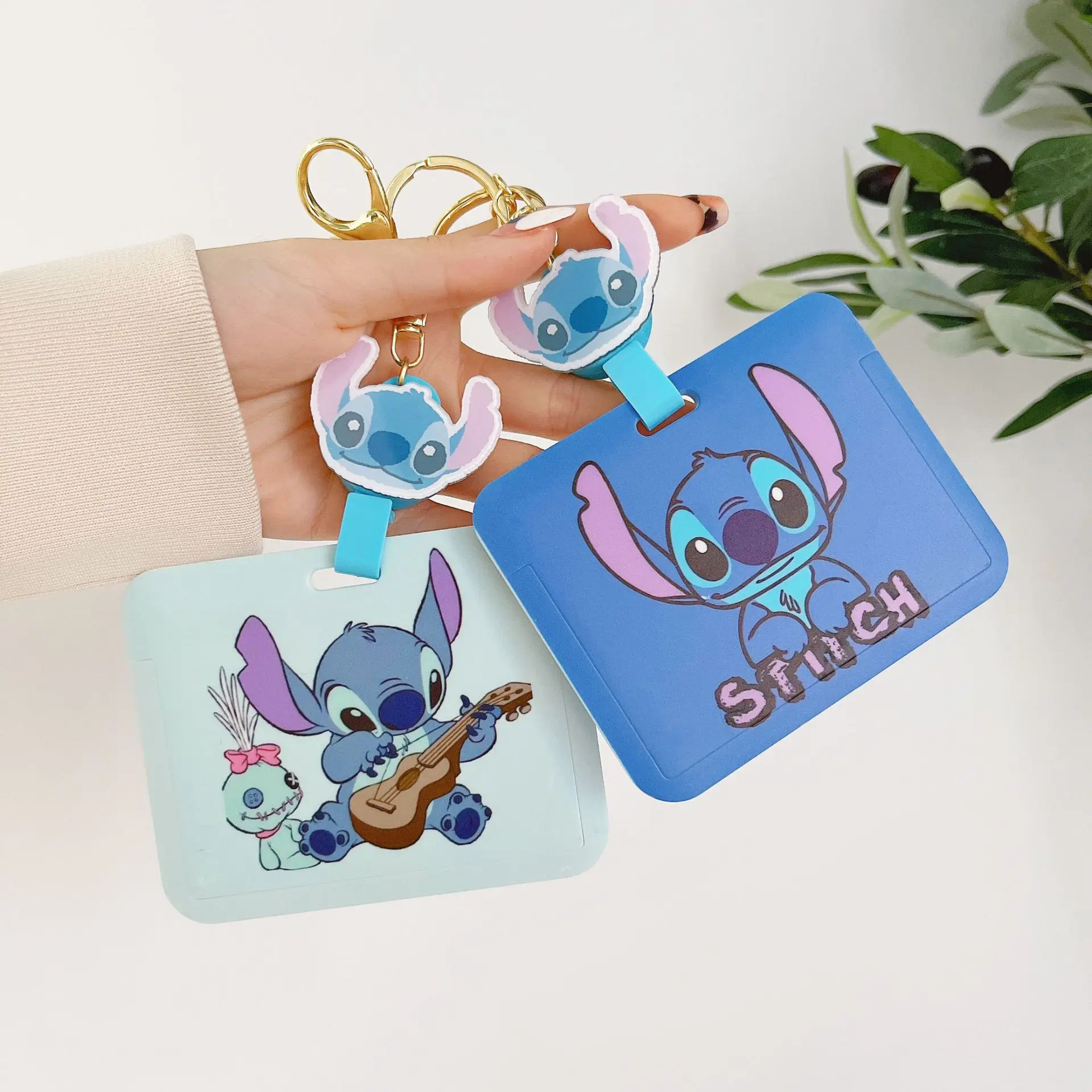 

Disney Stitch Cartoon Keychain ID Credit Card Cover Bus Card Holder Cute Cartoon Animation Children Student Card Holders Gift