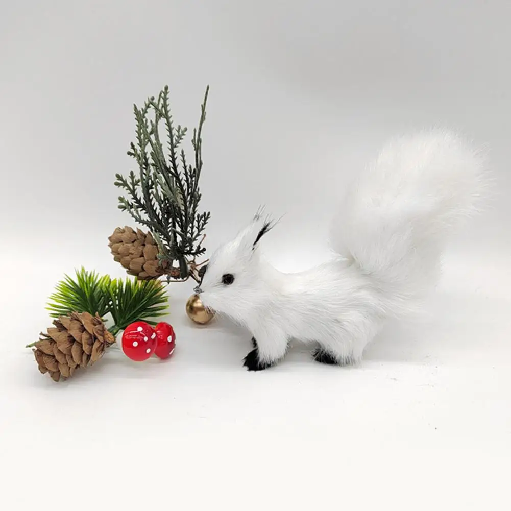 Squirrel Model Faux Fur Realistic Squirrel Figurine Miniature Ornament Handicraft Mini Fake Squirrel Statue Animal Model