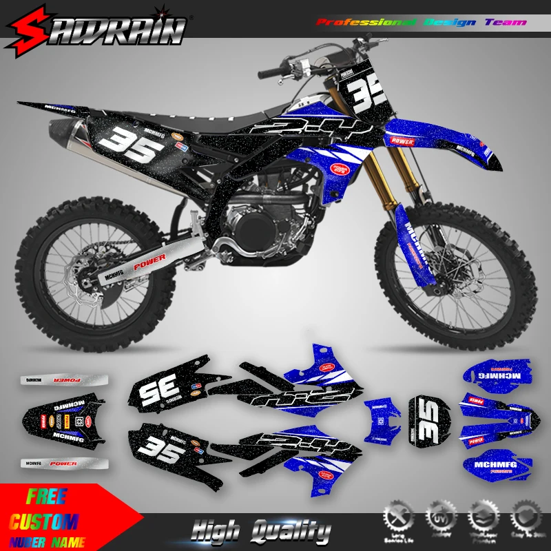 Sawrain Motorcycle Sticker Custom Team Graphics Decals Kit For YAMAHA 19-23 YZF250 18-22YZF450 19-22 WRF450 20-23 WRF250