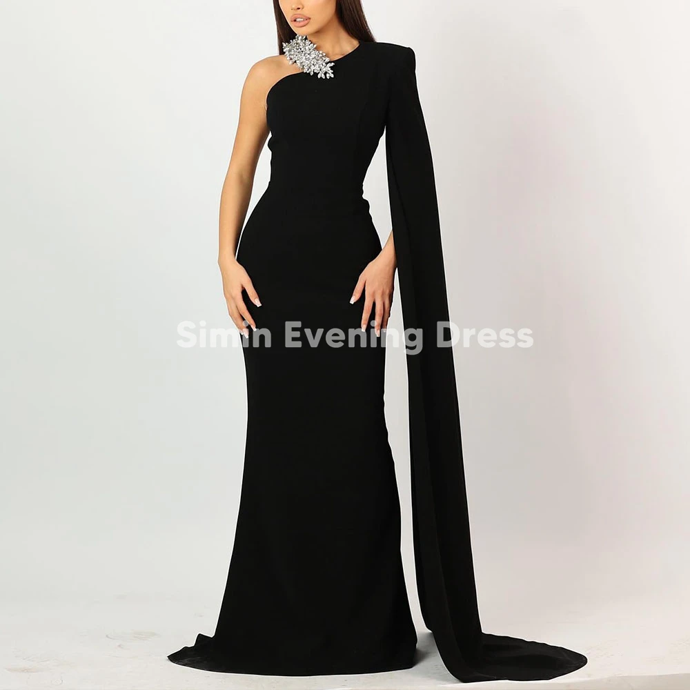 

Simin женские вечерние платья русалки на одно плечо, расшитые бисером, на заказ, с длинными рукавами и лентами, элегантные платья длиной до пола, 2025