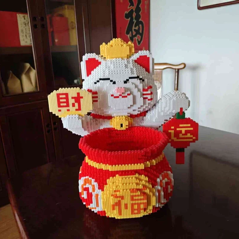 40 cm extra grote Lucky Cat bouwstenen kinderspeelgoed hoge moeilijkheidsgraad assembleren handgemaakte DIY Festival cadeau ornament