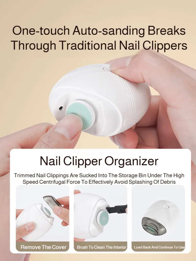 Baby Electric Nail Trimmer Automatic Rechargeable Safe Quiet Toenail Clippers Kit Portable Nail Care Set for Newborns Toddlers view 3