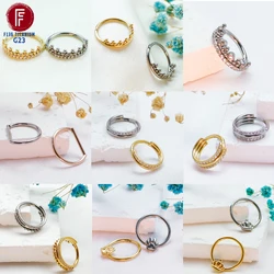 F136 Titanium Nose Piercings CZ Hight Segment Open Small Septum Hoop Zircon Cartilage Ear Rings Helix Body Jewelry 16G Women