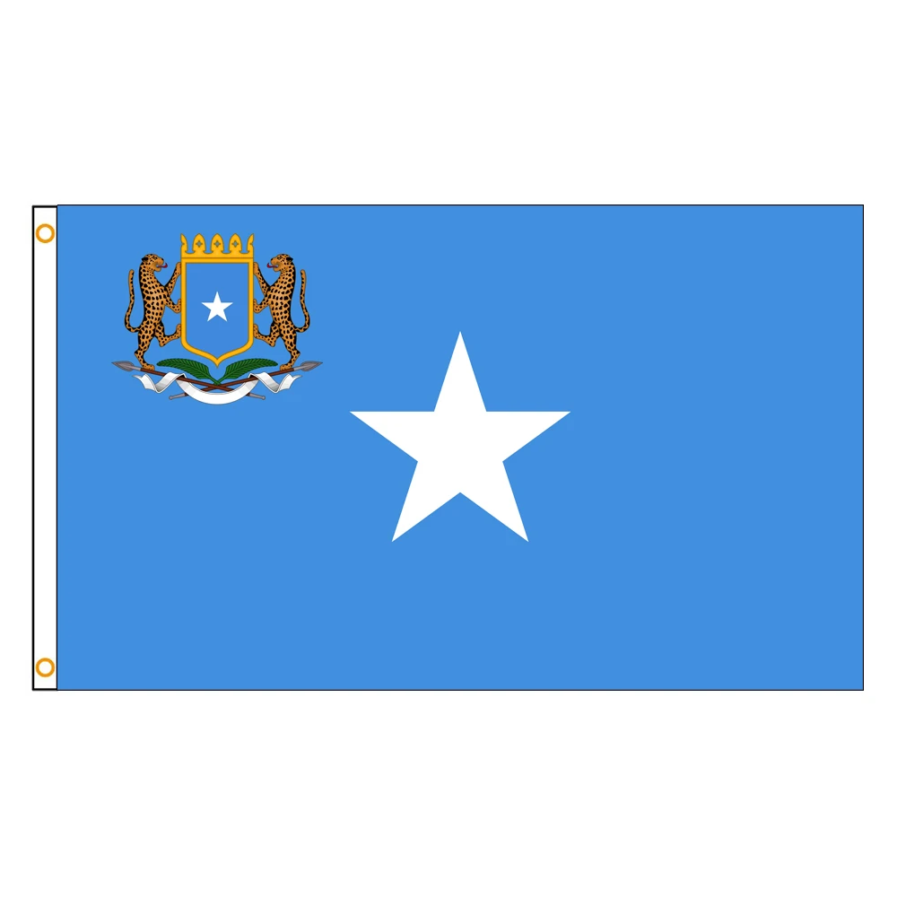 3 × 5 أقدام جمهورية الصومال الفيدرالية الصومالية شعار العلم البوليستر المطبوعة راية نسيج للديكور #4