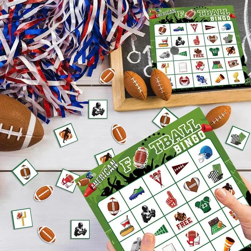 Bingo Game Set Calling Card Set For 24 Players Football Themed Challenge Game Decks Family Board Game For Kids Teens Adults