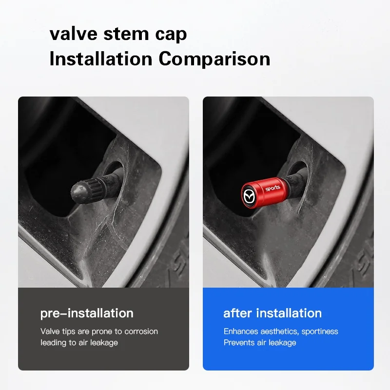 Car Styling Metal Car Tire Valve Caps Dust Prevention Accessories For Mazda 6 3 2 Angkesaila CX3 CX4 CX5 CX7 CX9 CX30 RX8 MX5