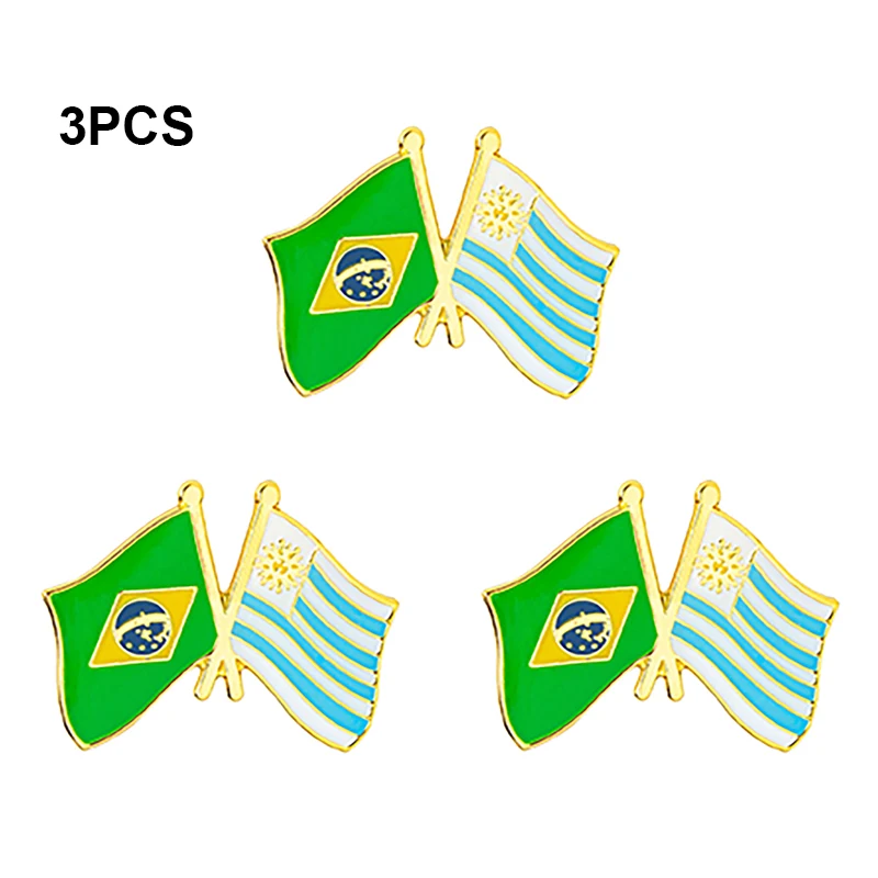 1-3-5-10-50-100pcs Uruguay &  Brazil Badge Brooch Natinal Lapel Pins Flag Lapel Pins Country Flag Badge