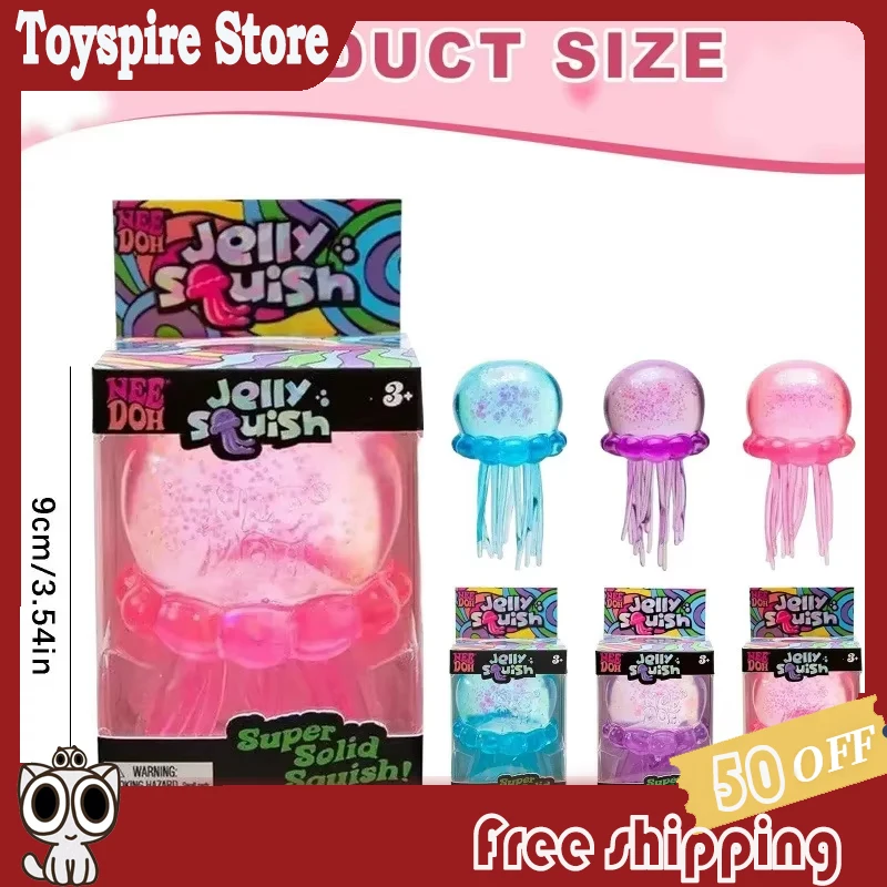 Подтвержденная новинка: игрушка-антистресс Needoh JellySquish Fuzz Ball Jellyfish Squishy в закрытой упаковке, для снятия тревоги, сжимаемая игрушка, реквизит для вечеринок, подарок