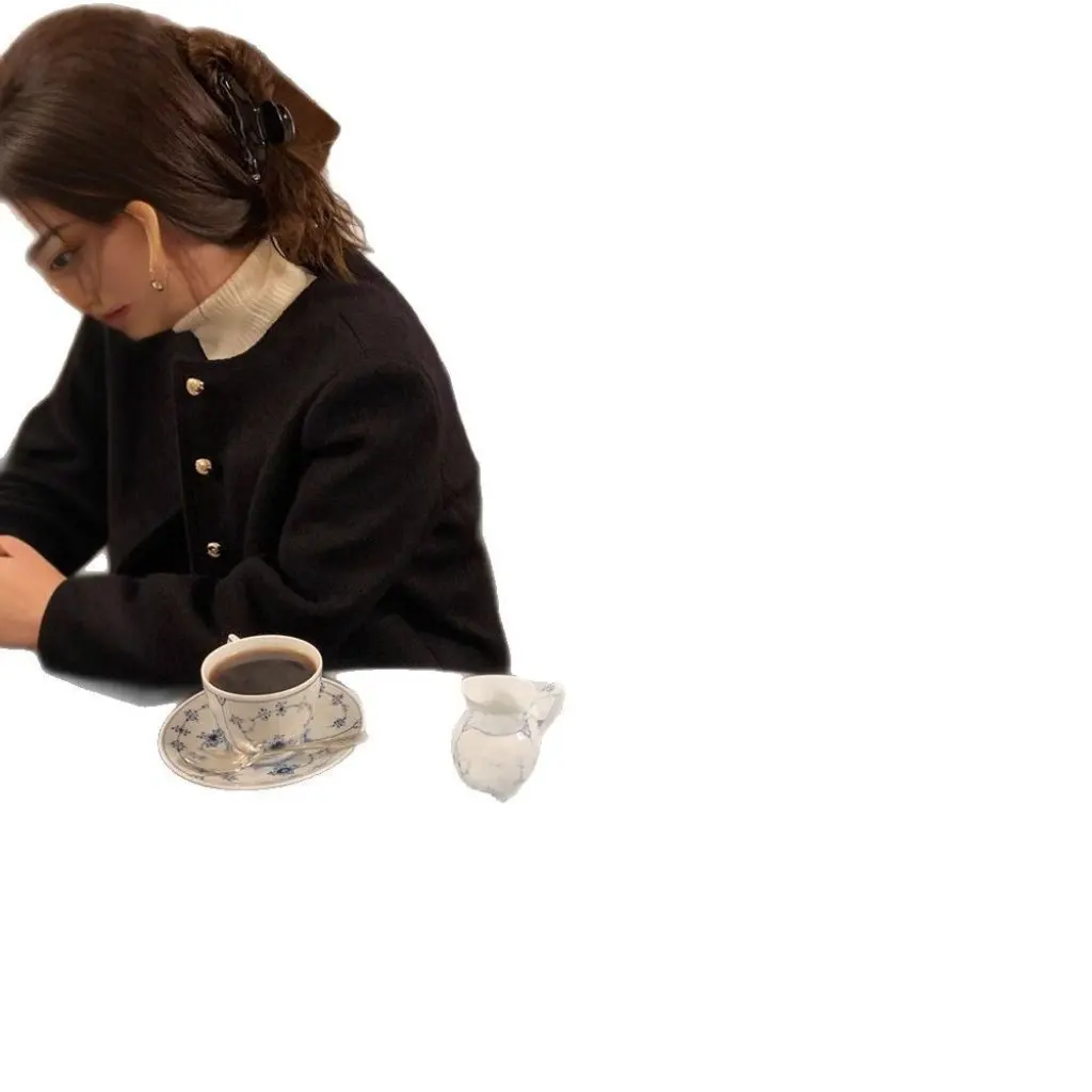 

Женский маленький шерстяной пиджак в ароматном стиле с круглым вырезом, корейский элитный повседневный пиджак на весну и осень