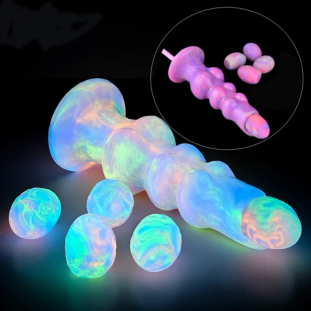 Luminous Ovipositor Toy Silicone Anal Plug Beads Knot Animal Dildo Lay-Egg Fantasy Inflated Push Butt Plug Adult Games Sex Shop