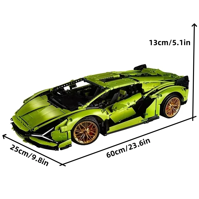 2024 New Technical Sports Car Building Blocks Green Lamborghinis Model Famous Vehicle Assemble Bricks Kid Toys For Adult Gift