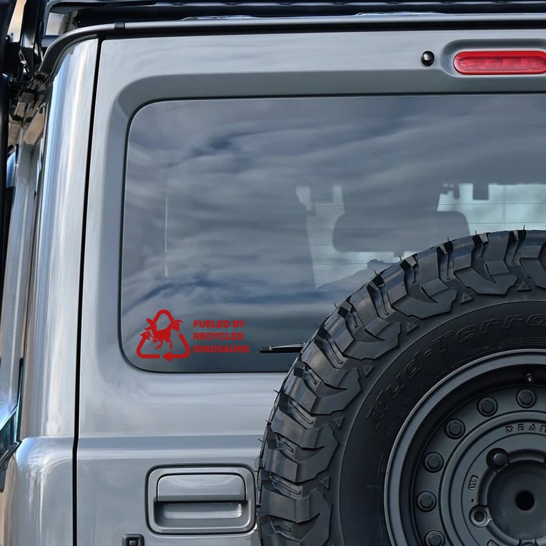 Fueled By Recycled Dinosaur Vinyl Decal Sticker, Car hobby, Window Decal, Truck Decal custom made