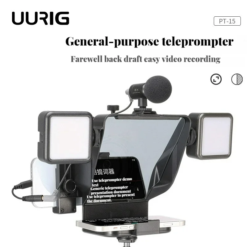 UURig SLR Camera Mini Teleprompter Prompter for Smartphone/DSLR Camera Video Recording Live Streaming Interview W Remote