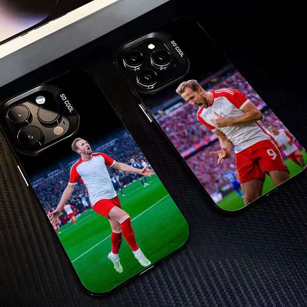 

H-Harry K-Kane HK Phone Case For iPhone 17,16,15,14,13,12,11 Plus,Pro Max,XS,Colored Silver Plated Inside Cover