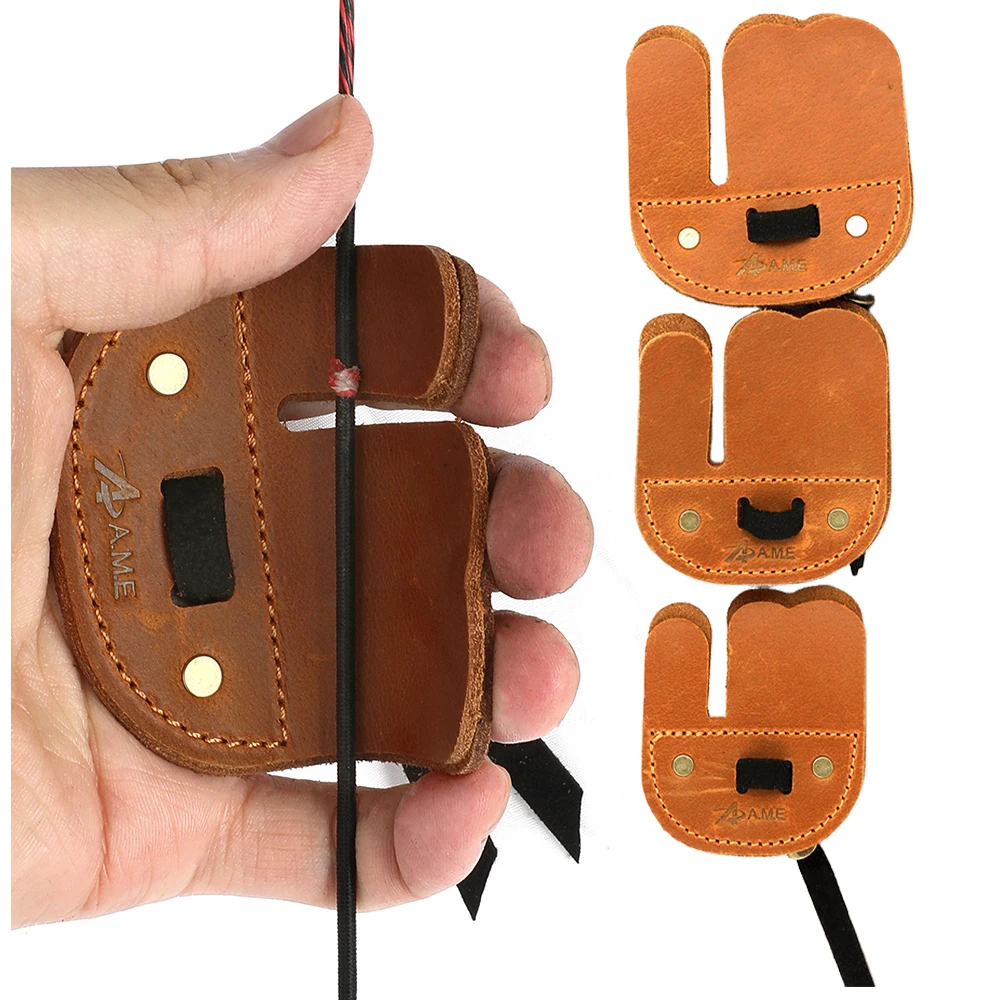 

Cowhide Archery Finger Tab Adjustable Protection Sizes S M L for Left Right Hand Recurve Bow Hunting Target Practice Shooting