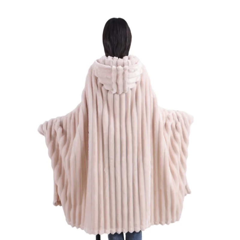 Blanket Hoodies Winter Shawl Cover Warm Soft Velvet and Comfortable Throws Winter Blankets Fluffy Wearable Adults Sofa Blanket.