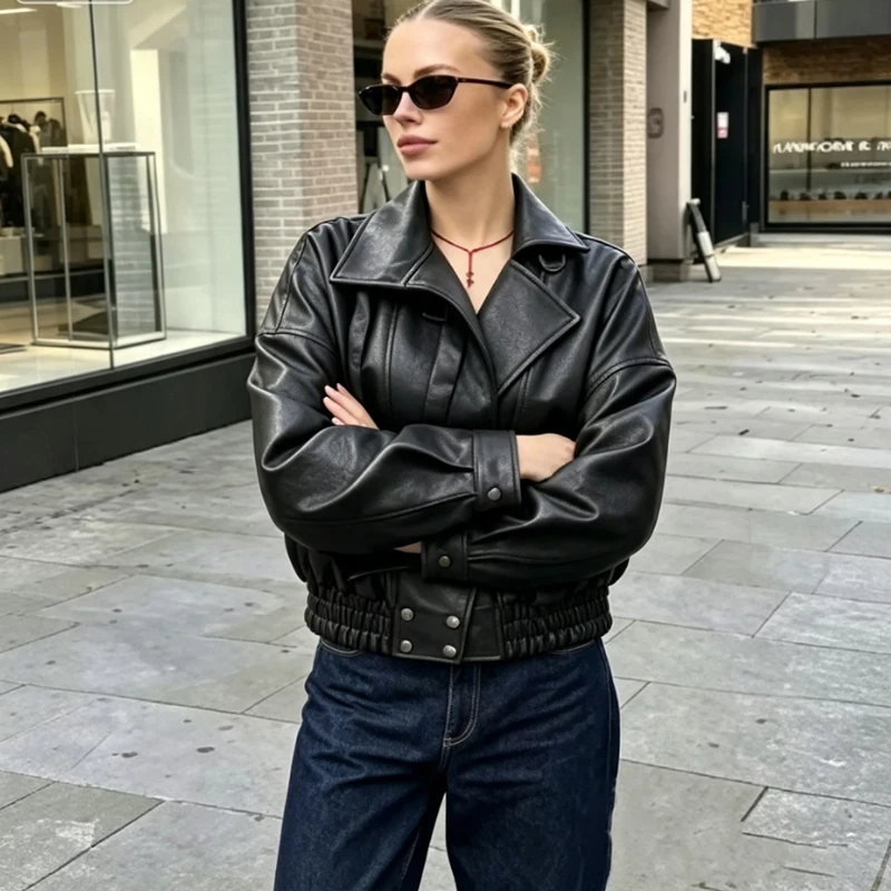 Winter Leather Jackets Women's 2026 New Fashion Unique Loose Elegant Thick Warm Women's Jackets Autumn Street Chic Youth Coats