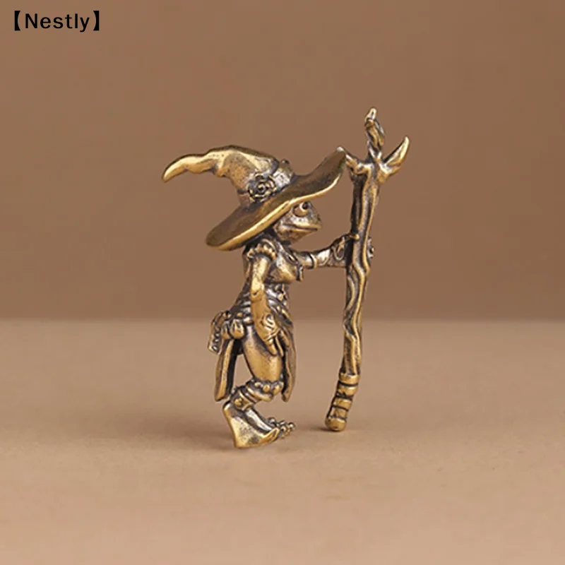 Vintage-Messingfigur Zauberer-Frosch, Schreibtisch-Ornament, Metall, niedliche Figuren, Miniaturen, Heim- und Bürodekoration, Auto-Ornamente〔Nest〕 – Detail 7