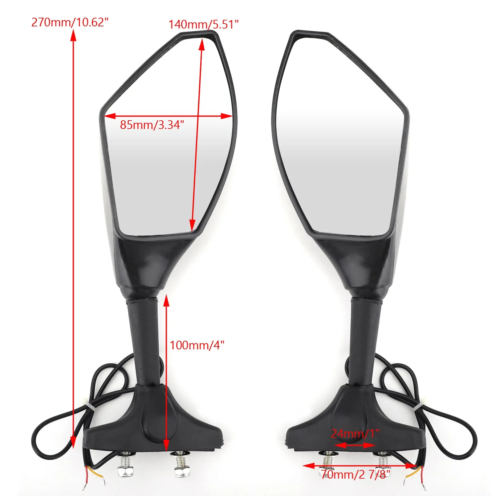 Areyourshop Pair LED Mirrors For YAMAHA YZF R6 R6S FZ1 FZ6 FAZER FZ8S FJR1300 XJ6 FZR600 motorcycle parts