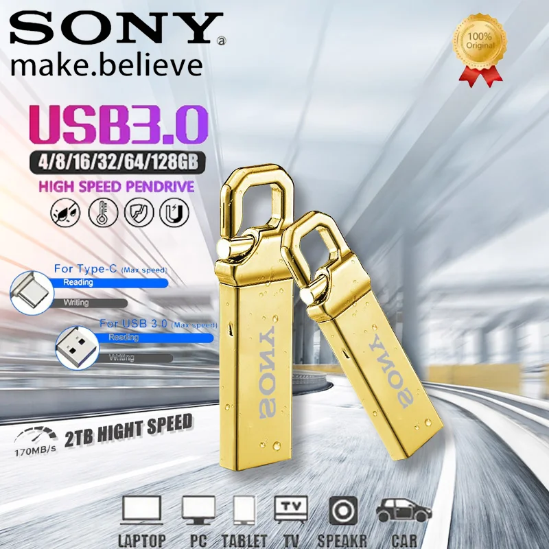 

SONY Origina 2TB Metal Flash Drive 1TB Super High-Speed Transfer USB 3.0 Waterproof Type-C & USB Compatible For Phones & PCs