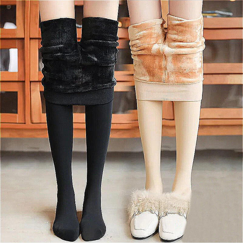 جوارب مبطنة بالصوف للنساء ، جوارب طويلة حرارية للفتيات ، جوارب جلد سوداء ، تأثير رقيق ، مرونة عالية ، جوارب مقاومة للرياح ، شتاء #4