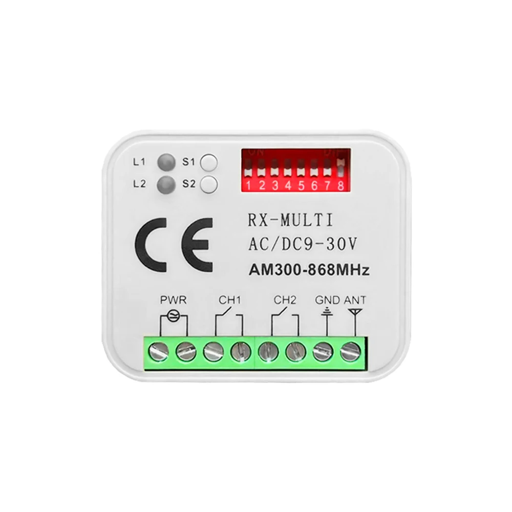 

Remote Control Switch Receiver 433MHz 868MHz 390 MHz RX Multi-frequency Receiver AC/DC 9-30V 300-868MHZ For Garage Gate Door