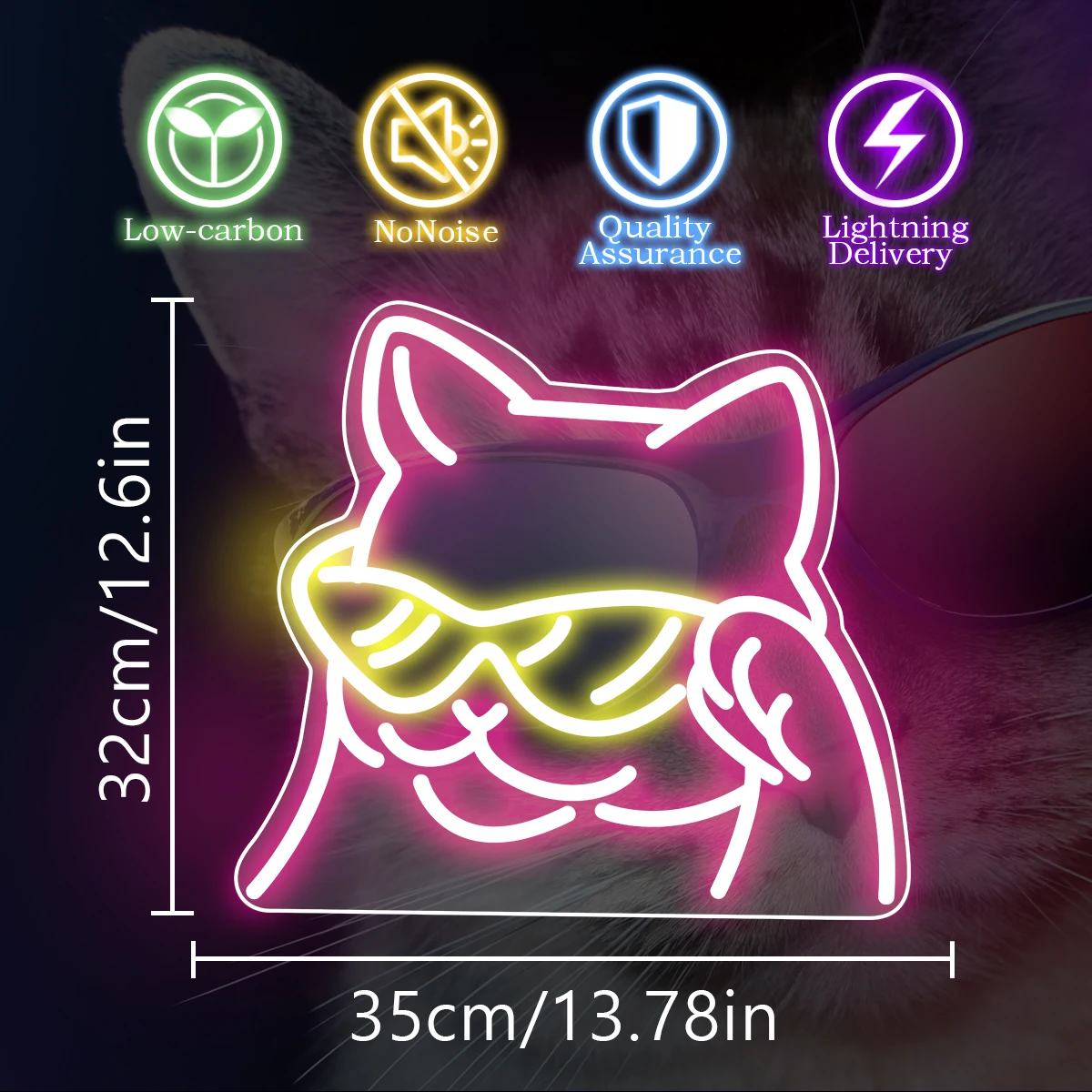 Sinal personalizado Cat Neon LED Light, decoração artística, luz noturna