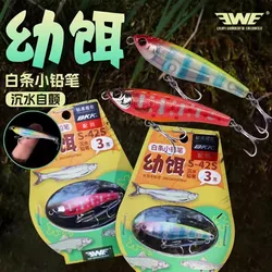 EWE 2024 New 42S/48S White Bar Little Pencil Juvenile Bait Sinking Fishing Lure 3g/4.2g Artificial Wobbler Long Shot Hard Bait