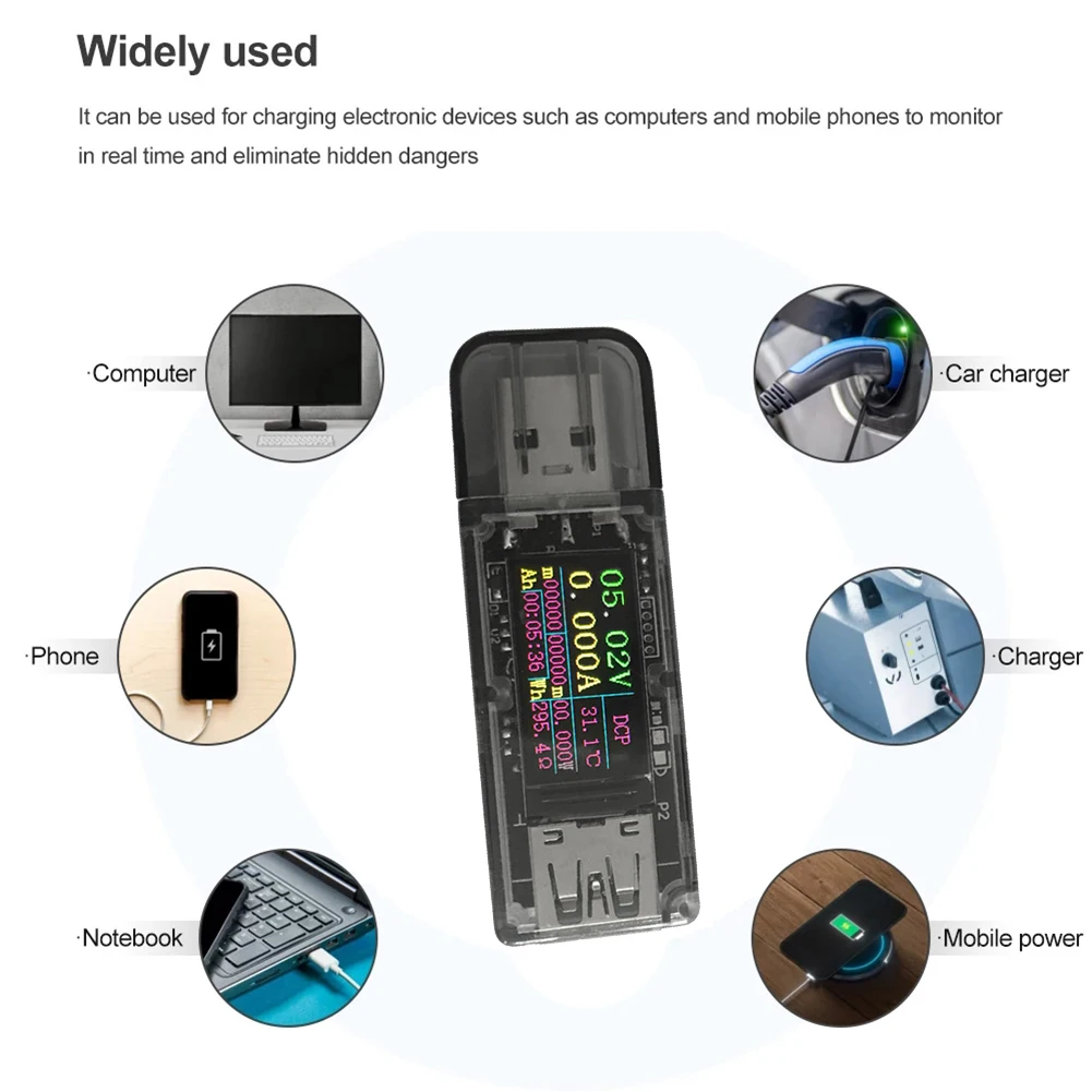 -Ut 5a Usb Kleurenscherm Tester 0.96-Inch Ips Voltmeter Vermogen Capaciteit Snel Opladen Protocol Qc2.0/3.0 Lader Tester