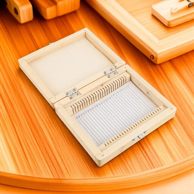 

Professional Microscope Slide Storage Box Made of Natural Wood with Numbered Slots and Content Sheet for Teaching Labs and