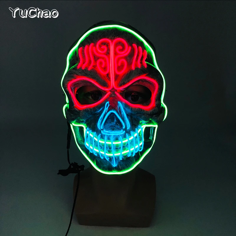 Leuchtendes Muster Ghost King Maske Cosplay Ghost Masquerade Street Dance Kostüm Requisiten Led Gesichtsmasken Leuchtende böse Maske für Männer