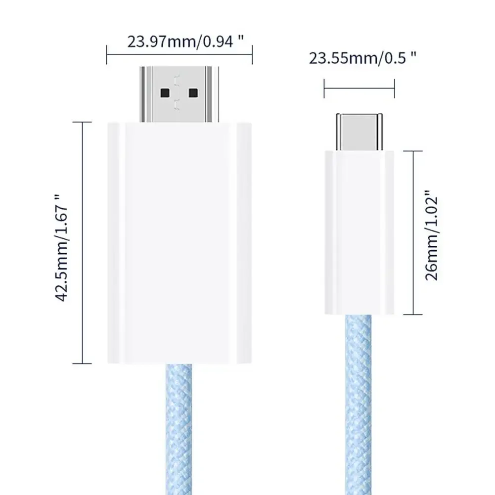 4K 60Hz/30Hz USB Type C To HDMI-Compatible Cable with PD 100W Thunderbolt 4/3 Compatible For iPhone 15 Air iPad Samsung HDTV