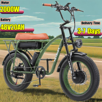 E-Bike 2000W Dual Motor 48V23AH Battery Hydraulic Shock Absorption Electric Bike 20-Inch Fat Tire 7 Speed Electric Bicycle