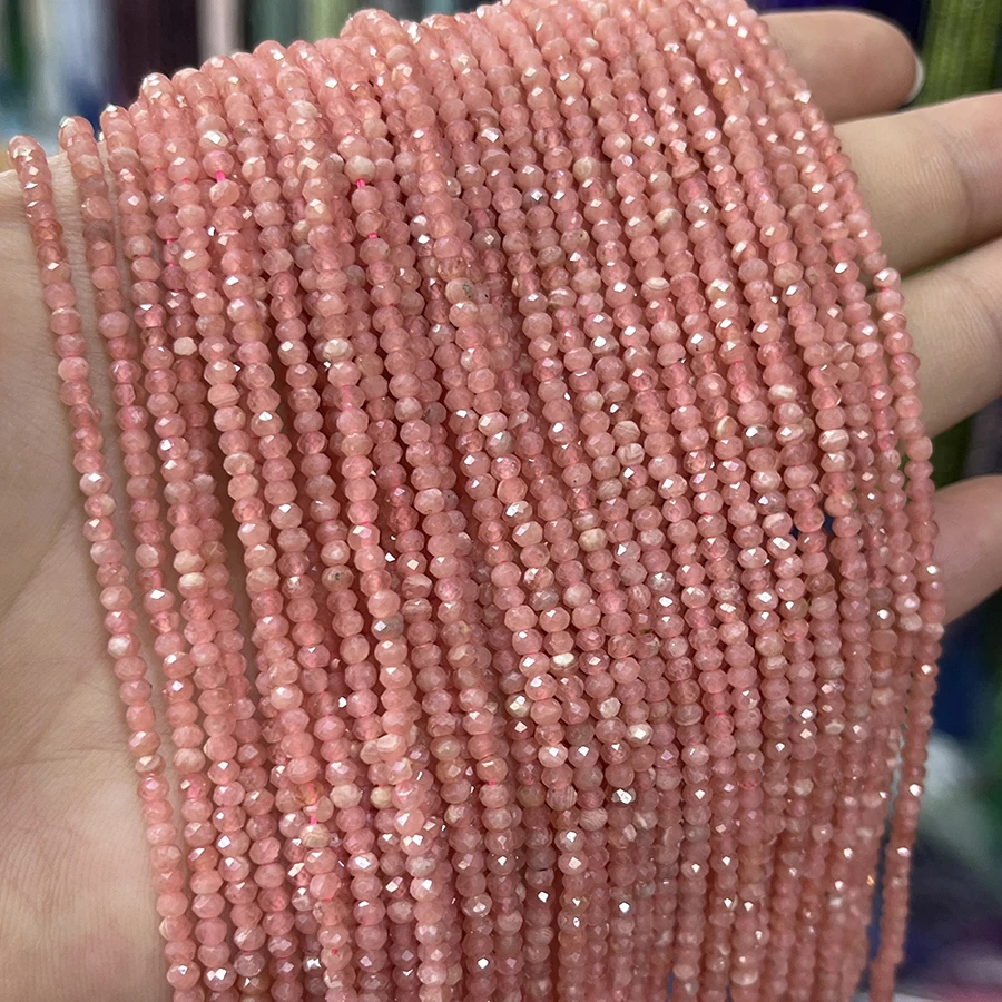 

Natural Stone Faceted Red striped stone Beads Small Section Loose Spacer for Jewelry Making DIY Necklace Bracelet 15'' 2x3mm