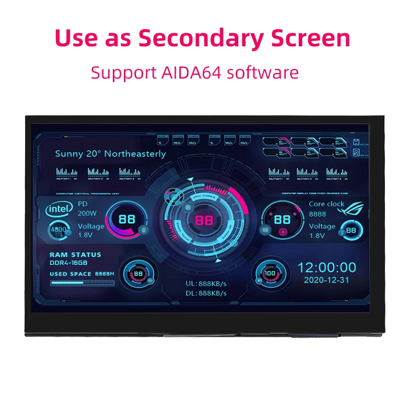 Imagem -05 - Portátil Ips Lcd Capacitivo Touch Screen Monitor Raspberry pi Laptop pc Alto-falantes Opcionais 1024x600 Monitor 7