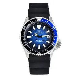 41mm Tandorio Blue Dive Automatic Wristwatch Men Water Resistant nh35 Movt 3.8 Crown Flat Sapphire Professional Diver