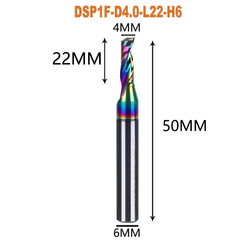 Dreanique 1 st Schacht Diameter 6mm Enkele Fluit Carbide Spiraalfrees Aluminium 3D Graveren Houtbewerking Acryl DLC Coating