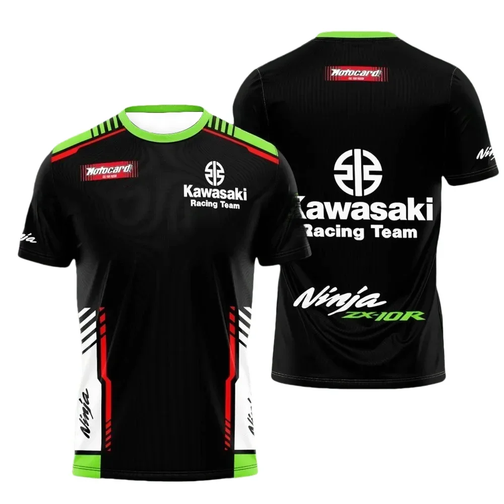 

2025 Kawasaki - Summer Motorcycle, Men's Bicycle, Outdoor Sports, Breathable, Quick Drying, Sweat Absorbing T-shirt