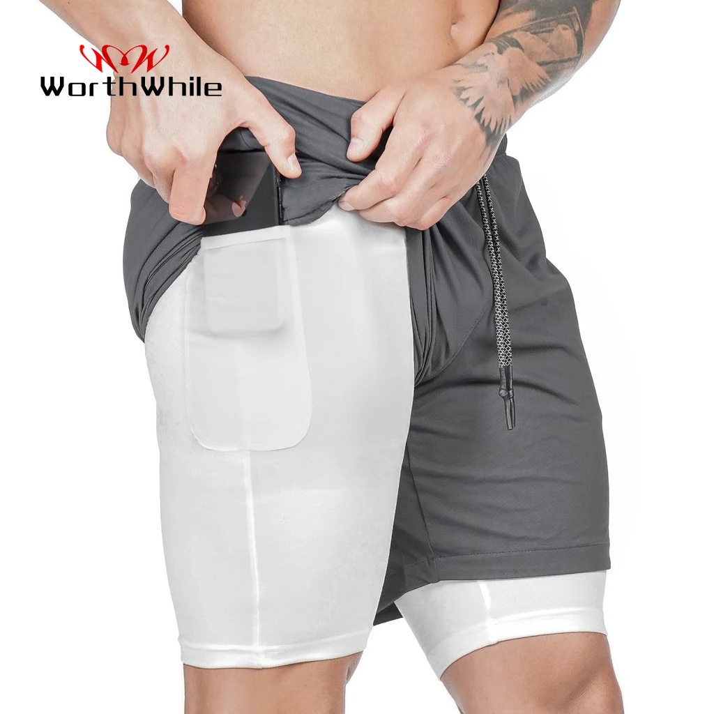 WorthWhile Running Men Shorts Summer Sports Quick Dry Crossfit Wear Jogging Gym Fitness Workout Sportwear Compression Shorts