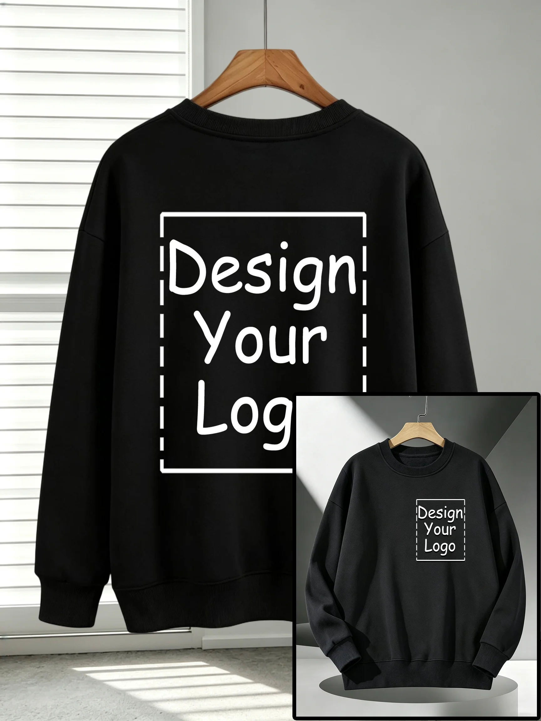 Herren-Freizeit-Sportpullover, personalisierbar, mit individuellem Aufdruck, Sweatshirts, Herbst-Fleece, O-Ausschnitt, Streetwear, Team-All-Match-Kleidung – Detail 12