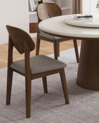 SAT high-end modern cheap creative wooden foot leather soft seat dining chair restaurant