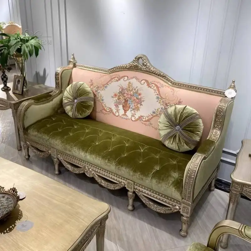 Gothic Flower Living Room Sofas Green European Luxury Corner Lounge Living Room Sofas Lazy Nordic Muebles Para Hogar Furniture