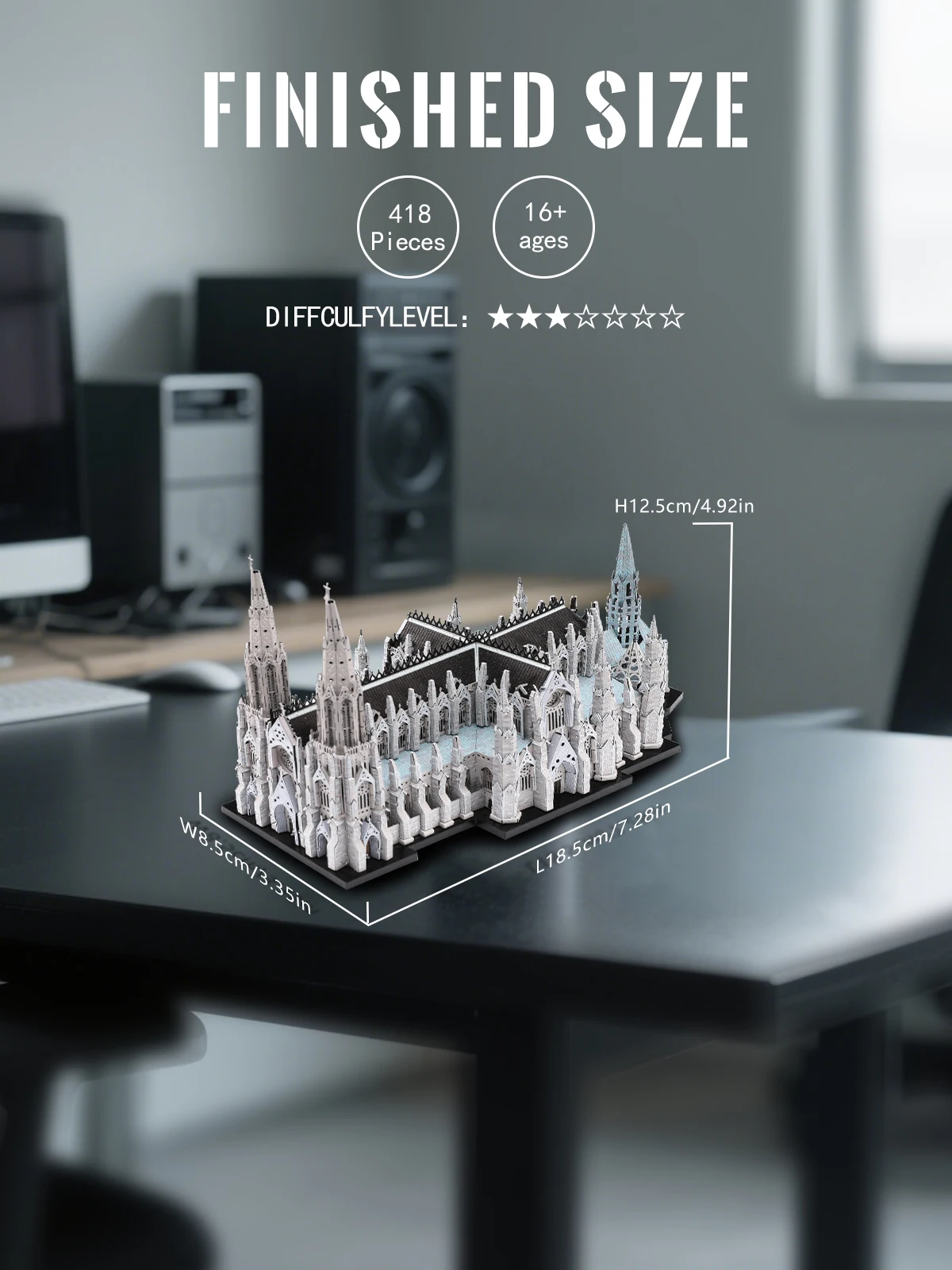 Piececool 3d kits de construção de modelo de metal catedral de são patrício 3d quebra-cabeças de metal diy artesanato para adultos presentes de provocador de cérebro