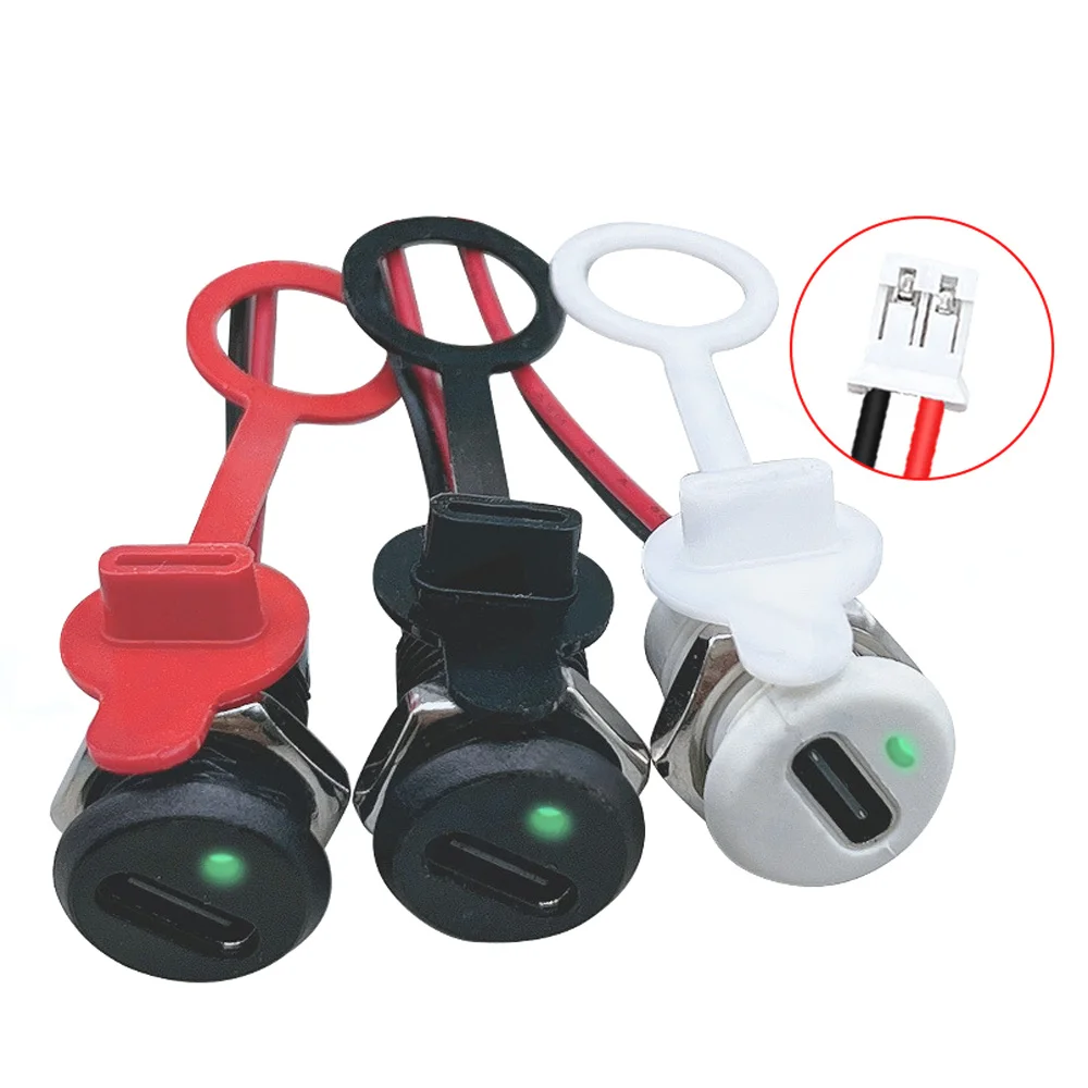2Pin LED Lamp USB C High Current Charging Socket with Nut Snap Lock Plate TYPE-C Female Type C Waterproof Female Connector Jack