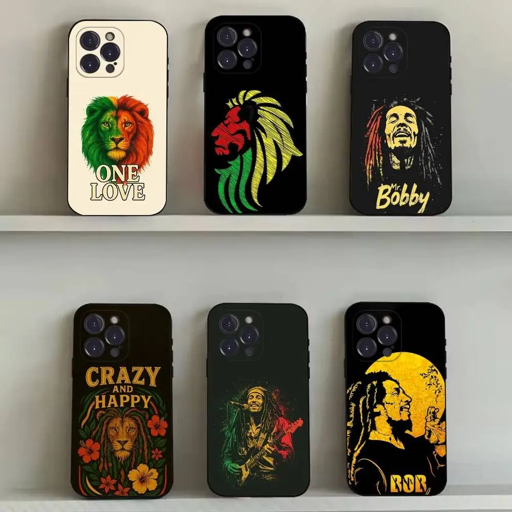 

Jamaica Bob M-Marley Lion Phone Case For iPhone 16,15,14,13,12,11,Pro,Max,Plus,X,XS,SE4,E,Mini,Soft Black Case