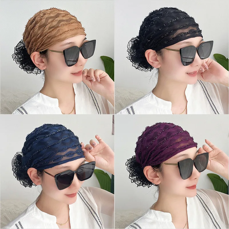 

Lace Underscarf Muslim Hijab Flower Turban Inner Cap Hat Headwear Women Islam Undercap Headscarf Beanie Bonnet Turbante Mujer