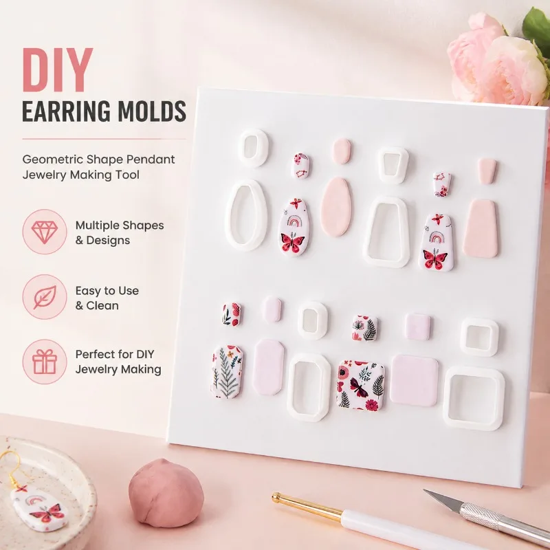 Niche Geometric Polymer Clay Earring Molds Creative Graphic Pendant Jewelry Cutters Styling Dies Handcraft Tools for DIY Unique