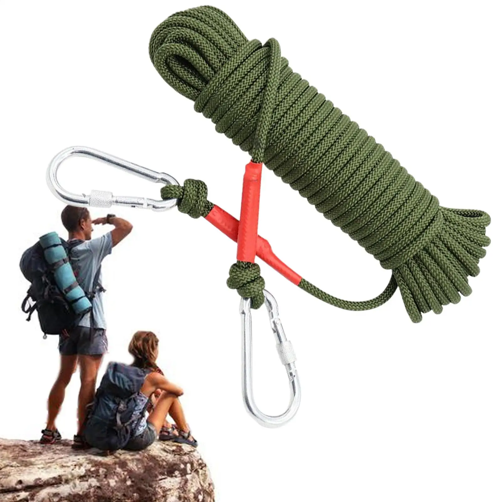 

5M Wear-Resistant Green Woven Rope Decorative Binding Climbing Rope Super Strong Tensile Escape Nylon Trailer Tent Cord