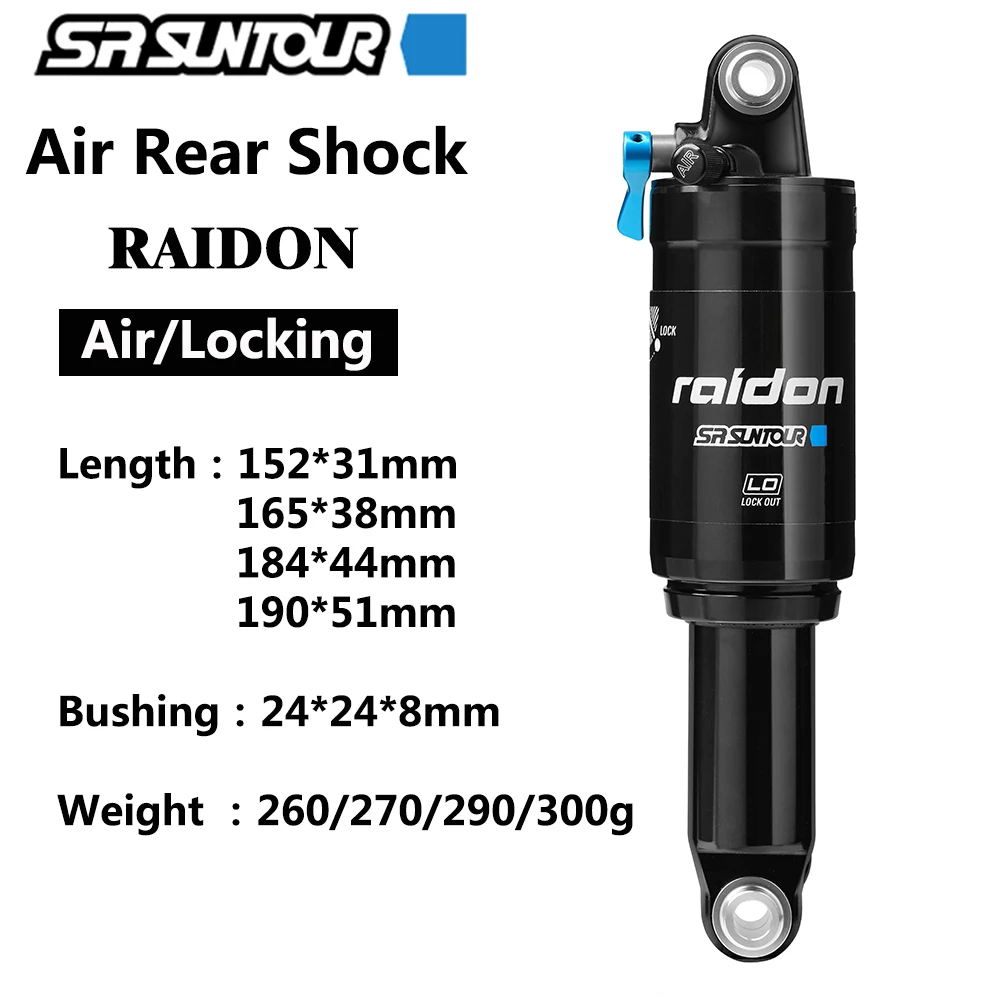 25 Nuovo SR SUNTOUR Ammortizzatore Posteriore Della Bicicletta MTB Mountain Bike Aria Ammortizzatore Posteriore 152/165/184/190mm XC Ammortizzatore Sospensioni Pneumatiche