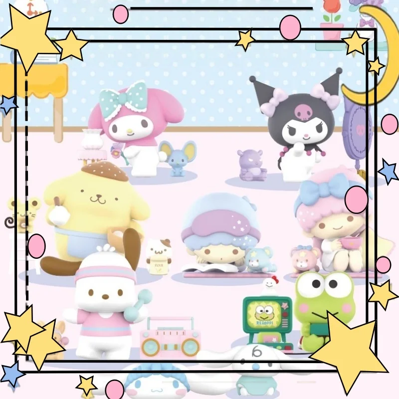 

52toys Sanrio Family Home Time Blind Box Kawaii Hello Kitty My Melody Pachat Dog Trendy Collectible Figurines Gifts Friends